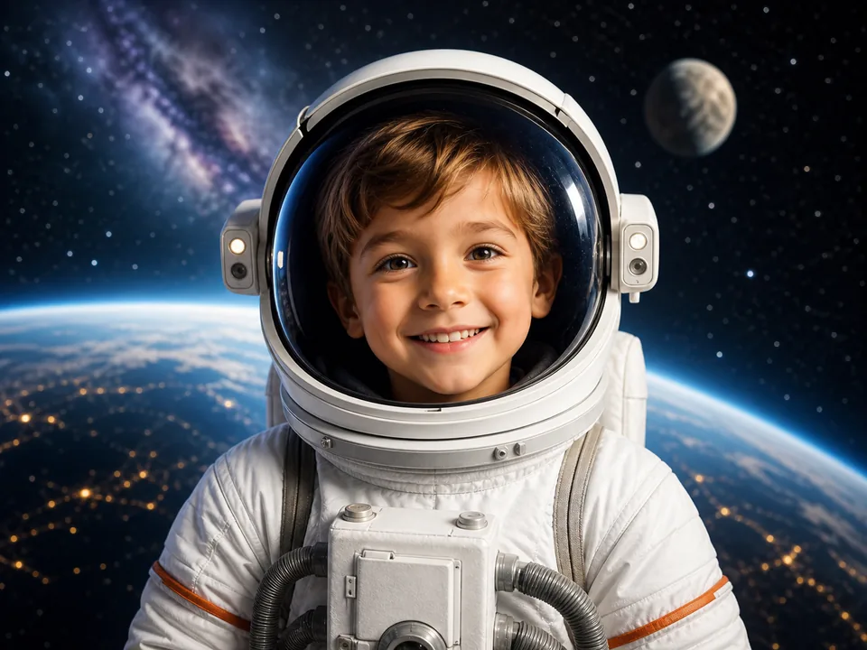 Beispielportrait eines Kindes als Astronaut