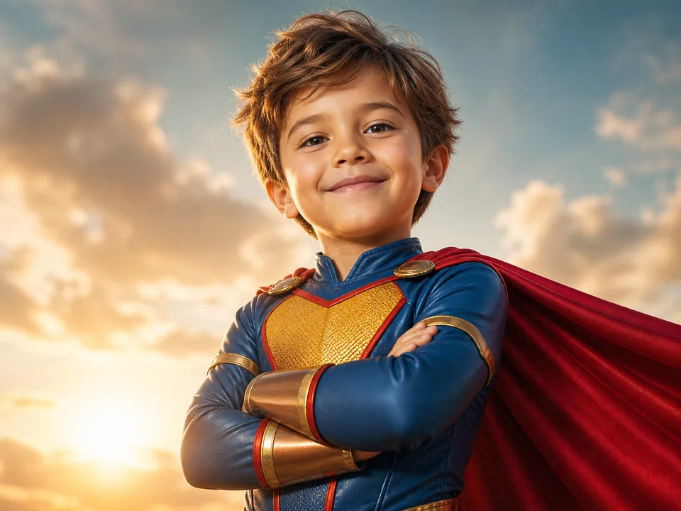 Beispielportrait eines Kindes als Superheld
